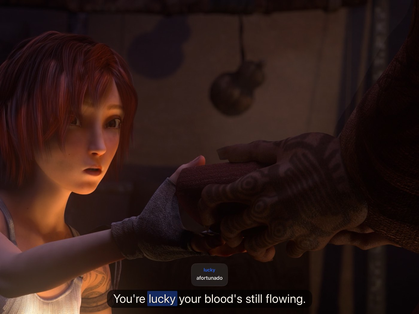 A word in the subtitles translated inline