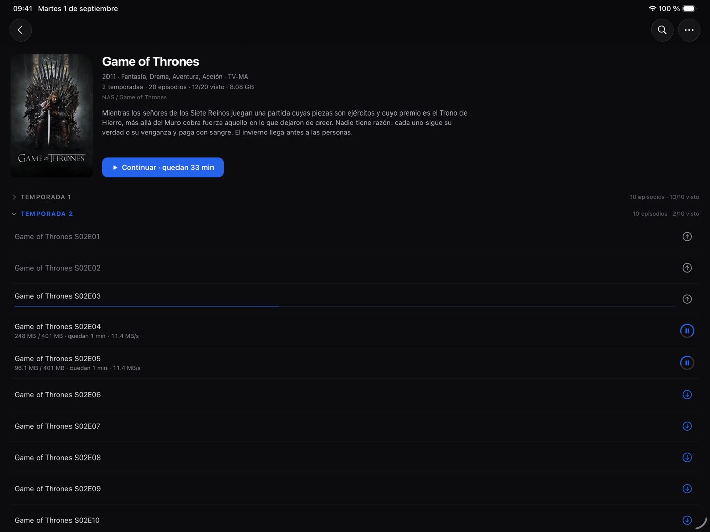 Una temporada descargándose del NAS
